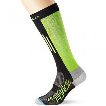 Odlo Calcetines Correr para Mujer, Extra Largos, Mujer, Color Black - Safety Yellow, tamaño 36-38