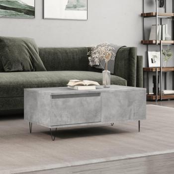 Mesa de centro de hormigón gris y madera multicapa 90x50x36,5 cm