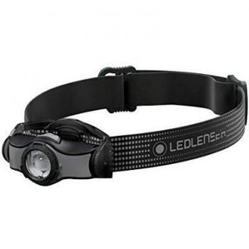 Ledlenser Linterna frontal LED para exteriores MH3, negro/gris, 200 lúmenes, enfocable, haz de luz de 130m, duración lumínica de hasta 35h, clip metálico, incl. batería, linterna para la cabeza