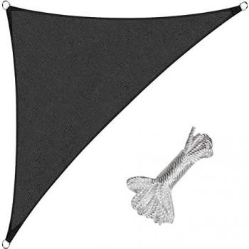 Sekey Toldo Vela de Sombra Triangular HDPE Protección Rayos UV Resistente Permeable Transpirable para Patio, Exteriores, Jardín, con Cuerda, Gris Claro 2.5×2.5×3.5m
