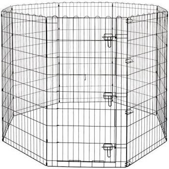 Amazon Basics - Parque de juegos y ejercicios para mascotas, paneles de valla metálica, plegable, 152,4 x 152,4 x 121,9 cm
