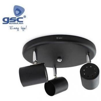 Foco de Techo 3 Elementos Circular GU10 Negro GSC 001905362