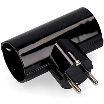 EDM 40058 Clavija Doble Negra con Baquelita T/Tl 16A, Negro, 250 V