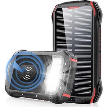 Solar PowerBank 26800mAh Cargador Solar, QI Carga inalámbrico, batería Externa de 4 Puertos