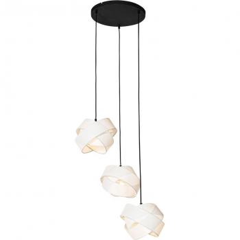 Lámpara colgante moderna blanca de tela con 3 luces