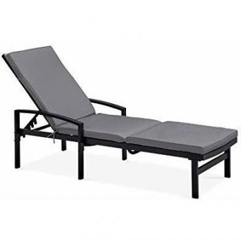 Cojín de baño de sol poliéster gris 186x53x5 cm - Oviala