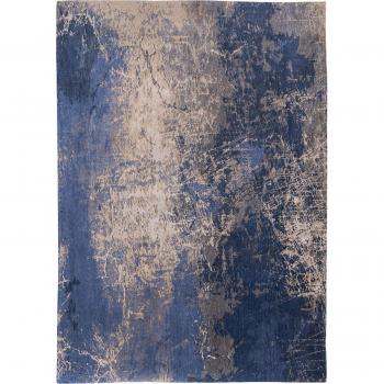 Alfombra Louis de Poortere Mad Men Cracks Abyss Blue 8629 - Azul, Gris - 140 x 200 cm, diseño abstracto, hecha en Bélgica, acabado a mano, antideslizante natural,