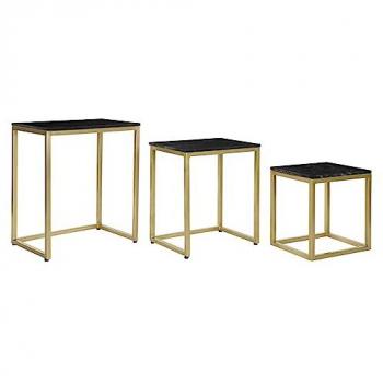 Juego de 3 mesas DKD Home Decor Negro Dorado 50 x 35 x 60 cm