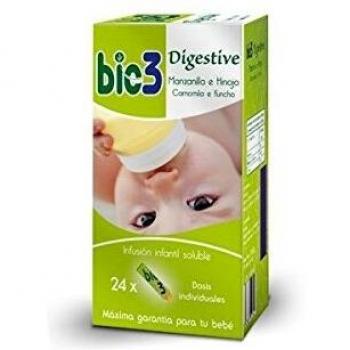 bio3 Digestive - Infusión Infantil Soluble - Manzanilla e Hinojo - 24 Sticks