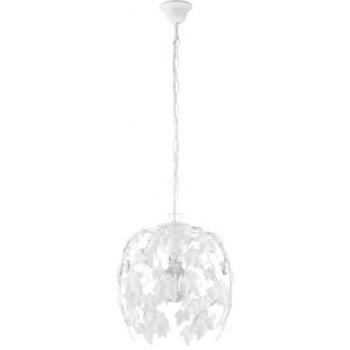 Lámpara de Hierro Blanco Shabby Chic con Cristales Strass, 1 Luz, 30x37 cm