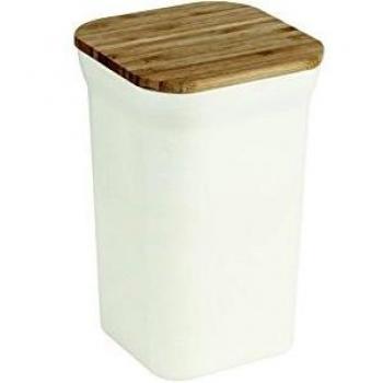 Jocca Cable de contenedor de Almacenamiento con Tapa de Madera decoración 10,2 x 10,2 x 18,5 cm, bambú, Color Beige, 11.6 x 11.6 x 19 cm