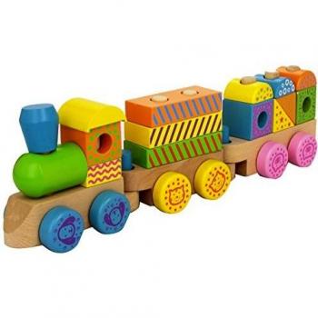 Andreu Toys - Tren de Madera, 15 Piezas, Multicolor