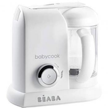 BÉABA , Babycook Solo, procesador de alimentos para bebés 4 en 1, vaporizador, diversificación de alimentos, ollas caseras para bebés, blanco/plateado