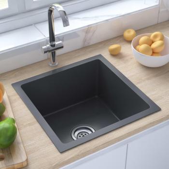 Fregadero de cocina hecho a mano de acero inoxidable negro