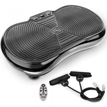FITFIU Fitness PV-100 - Plataforma Vibratoria Oscilante, con movimiento en 2 planos, 400 W, 99 velocidades, 9 programas predeterminados, 2 cuerdas elásticas, mando, peso máx 150 kg, color Negro