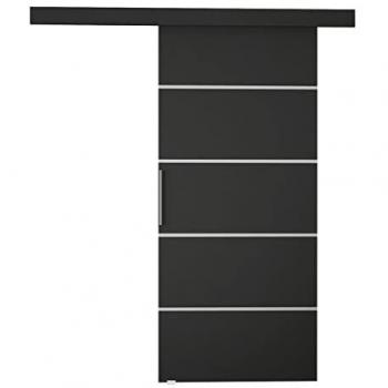 Puerta Corredera Jyrun 70 III con Manijas de Aluminio y Sistema de Cierre Automático, Rayas Horizontales