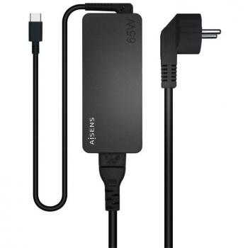 Aisens ASCH-1PD65D-BK Cargador de Portátil 1x USB Tipo-C 65W PD3.0 Cable 1.8m Negro
