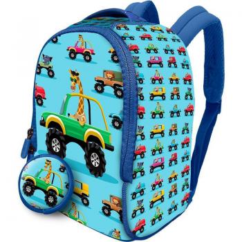 Mochila con Monedero de Neopreno 26cm Diseño de Coches Water Revolution