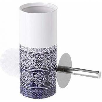 Escobillero de arabesco Azul de cerámica y Metal exótico, de ø 10x32 cm - LOLAhome