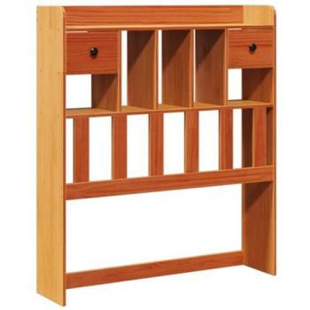 Cabecero de cama almacenaje madera maciza pino marrón 90 cm