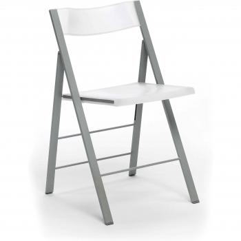 Silla Plegable, Silla Auxiliar, Modelo Pisa, Acabado en Color Blanco, Medidas: 45,5 cm