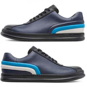 CAMPER Twins Men's Sneakers in Blue/Black/Beige Smooth Leather - Size 42