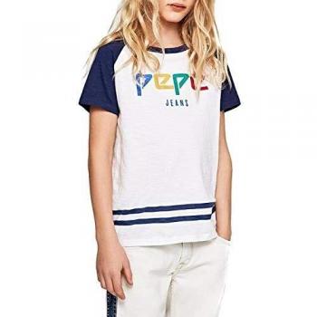 Pepe Jeans- Camiseta PB502364 Don 802 Optic White- Camiseta NIÑO Manga Corta
