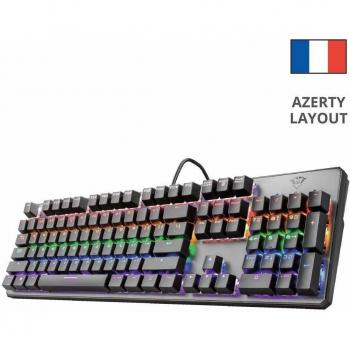 Teclado Mecánico Gamer Trust GXT 865 Asta RGB con Interruptores Rojos, N-Key Rollover y Estructura de Metal - Layout AZERTY