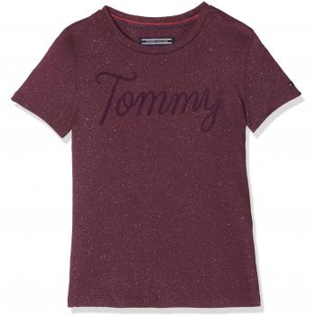 Tommy Hilfiger H Allover Glitter CN Knit S/S, Camiseta Para Niñas