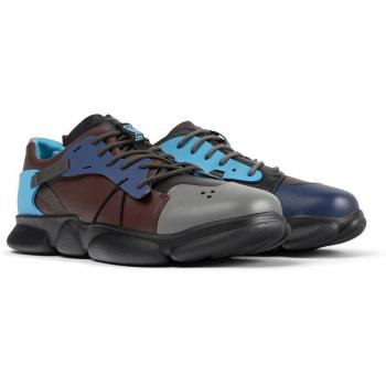 CAMPER Twins Sneakers for Men - Burgundy, Grey, Black, Size 46, Smooth Leather/Cotton Fabric