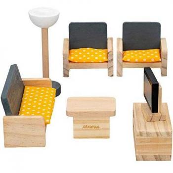 WOOMAX - Set mobiliario casa de muñecas madera salón woomax