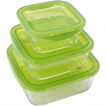 Luminarc Conjunto 3 Recipientes Cuadrados Con Tapa Modelo Keepn Box