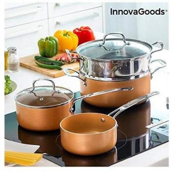 Batería de Cocina con Vaporera Copper-Effect InnovaGoods (6 Piezas)