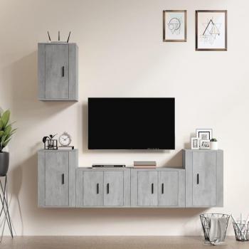 Set de muebles de TV 5 piezas madera contrachapada gris hormigón