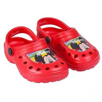 Zuecos de Playa Mickey Mouse Rojo, Chanclas de Goma con sujección al talón, Estampados con los Personajes de Mickey, Talla 29 EU