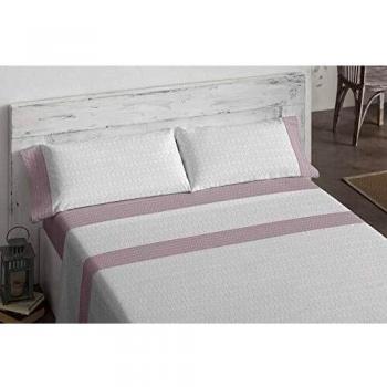 Burrito Blanco Juego de Sábanas 699 con Diseño de Elegante Geometría para Cama Individual de 105x190 hasta 105x200 cm/Juego de Cama 105, Color Berenjena
