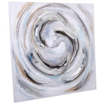 Cuadro Decorativo Wanderlust Pintado a Mano con Relieve Multicolor 80x80x3 cm en Lona y Madera de Abeto