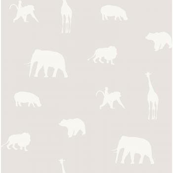 Papel Pintado Animales Gris Cálido Brillante - 0,53 x 10,05 m