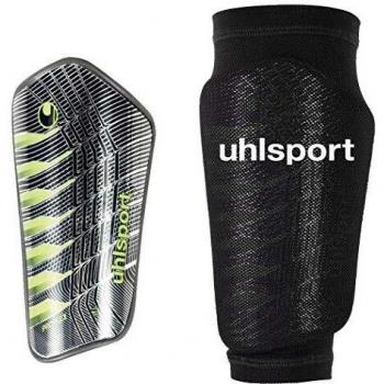uhlsport Pro Flex Espinillera, Adultos Unisex, Negro, Verde neón y Plateado, XS