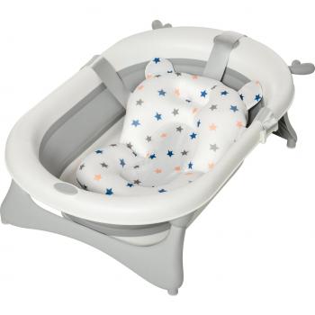 HOMCOM Bañera Plegable para Bebés 35 Litros con Tapón Termosensible, Cojín Cómodo y Almohadillas Antideslizantes 81,5x50,5x