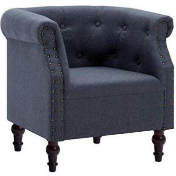 vidaXL Sillón Tapizado Tela 67x60x67cm Gris Oscuro Mobiliario Interior Hogar