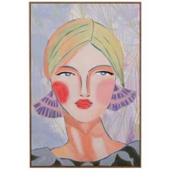 Cuadro Mujer Multicolor con Marco Natural 80x4x120 cm