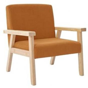 Sillón Infantil Escandinavo de Pana y Madera de Caucho Mostaza Isak Kids 47x43.5x50 cm