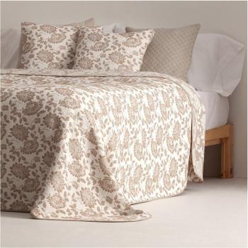 Colcha jacquard reversible Mombasa - Diseño floral tono beige, ideal para entretiempo