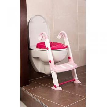 Rotho Baby Design KidsKit 3 en 1, Aprendizaje de orinal, A partir de 18-36 Meses: 41.5 x 25 x 67 cm plegado, Rosa/Blanco, 600060257
