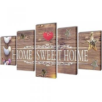 vidaXL Canvas Wall Print Set Home Sweet Home Design 200 x 100 cm