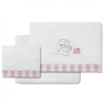 Sábanas Coralina para Minicuna Honey Bear 50x80 cm (Bajera + Encimera + Funda Almohada)