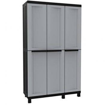 Terry Twist Black 102A High Storage Cabinet with 3 Doors and 3 Shelves, Grey/Black, Dimensions: 102x39x170 cm