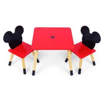 Set de Mesa y 2 Sillas Mickey Mouse de Madera (50x50x44cm)