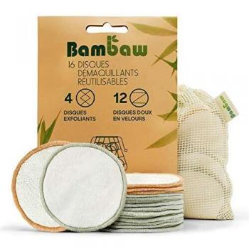 Discos Desmaquillantes | 16 Discos Desmaquillantes Reutilizables | Con Bolsa de Lavado | Hechos en Fibra de Bambú | Desmaquillante Facial | Lavables | Aptos Para Todo Tipo de Pieles | Bambaw